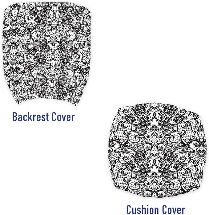 Ambesonne Gothic Office Chair Slipcover, Classical Bridal Composition Vintage Spring Motifs Victorian Wedding Inspirations, Protective Stretch Decorative Fabric Cover, Standard Size, White Black