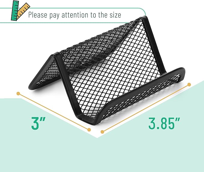 Mr. Pen- Metal Mesh Business Card Holders, 3 Pack, Black, Durable Stainless Steel Card Stand for Desk, Office, and Business Use, Straight, Flat and Smooth Design