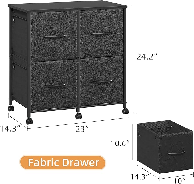HIGDBFE 4 Drawer Lateral File Cabinet, Mobile Filing Cabinet for Large Printer, Home Office Functional Office Storage Cabinet & Printer Stand, Fits Letter/A4, Black