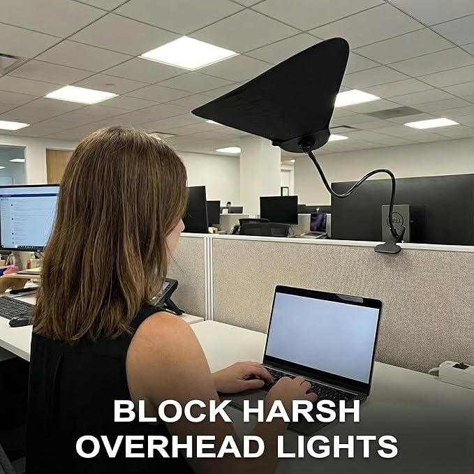 Livvie Cubicle Shade & Laptop Sun Shade for Working Outside — Adjustable Desk Shade Blocks Overhead Fluorescent Light & Window Glare — Foldable Cubicle Light Blocker for Light-Sensitive Workers