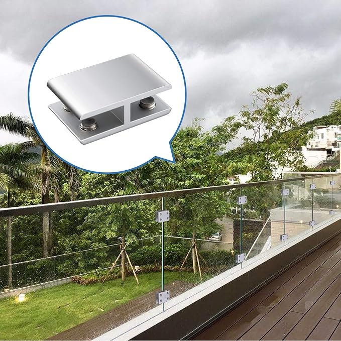 INCREWAY 4 Pcs Adjustable Double Side Aluminum Alloy Glass Shelf Support Bracket, Glass Clip Clamp Holder for 10-12mm Thickness, 180 Degrees
