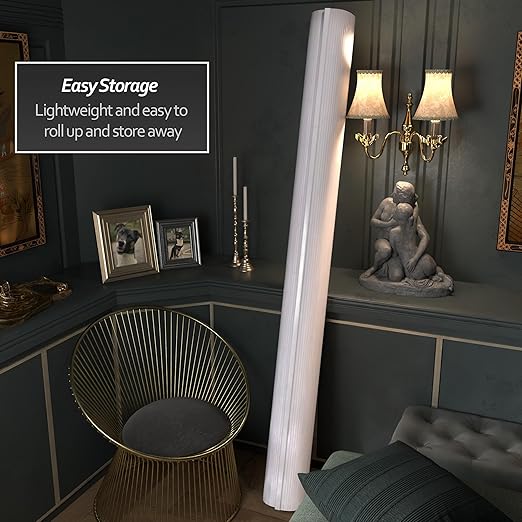 Red Lantern 7 ft. Tall Bamboo Wave Screen - White