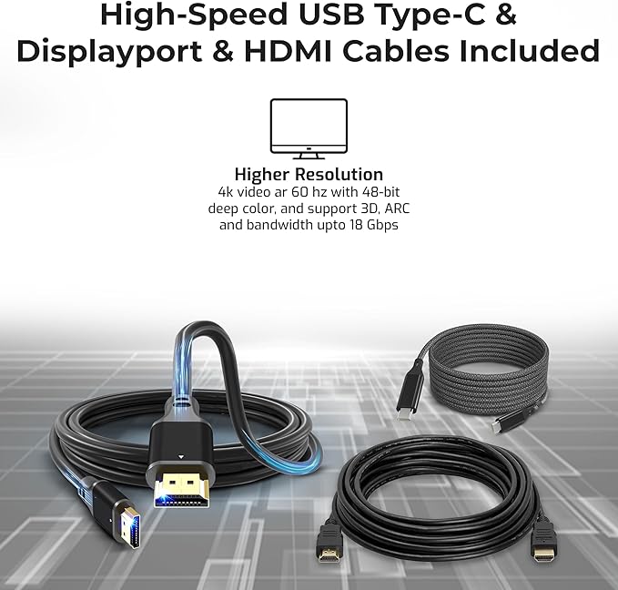 Dell WD19TBS Thunderbolt Dock Bundle - 4K Display, 1 Year Warranty, Dell Docking Station Dual Monitor with 180W Adapter, Anyhdd HDMI, DisplayPort, Thunderbolt Cable - Laptop & Computer Docking Station