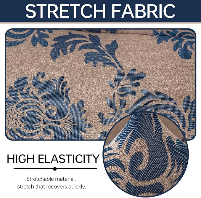 Armless Chair Slipcover Stretch Criss Cross Chair Cover, Mid Back Wide Seat Accent Chair Covers,Modern Vanity Chair Cover for Office Desk (Blue Flower)