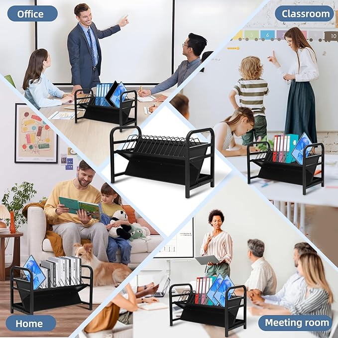 14-Slot Open Charging and Storage Rack, Chromebooks Charging Station with Leveling Feet, Effective Heat Dissipation, for iPads, Tablets and Laptop Computers, for Classroom|Office|Library