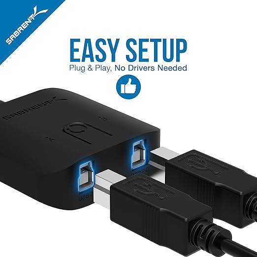 SABRENT USB 2.0 Sharing Switch for Multiple Computers and Peripherals LED Device Indicators (USB-SW20) Black