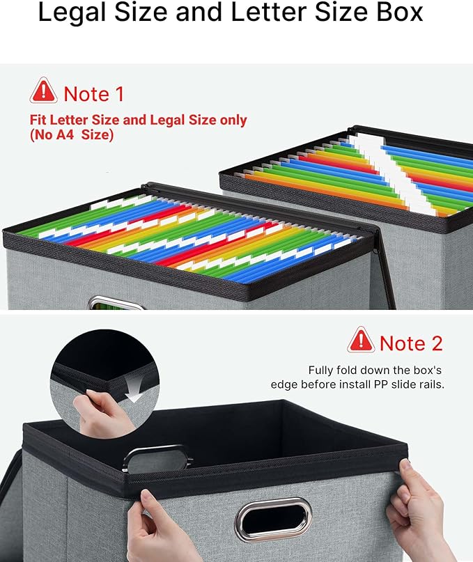 Oterri 1 Pack Large File Organizer Boxes with Lids, File Box with Mesh Pockets, Document Organizer Box for Letter/Legal Size Folders, Zippers Important Document Organizer (Grey, Without Folders)