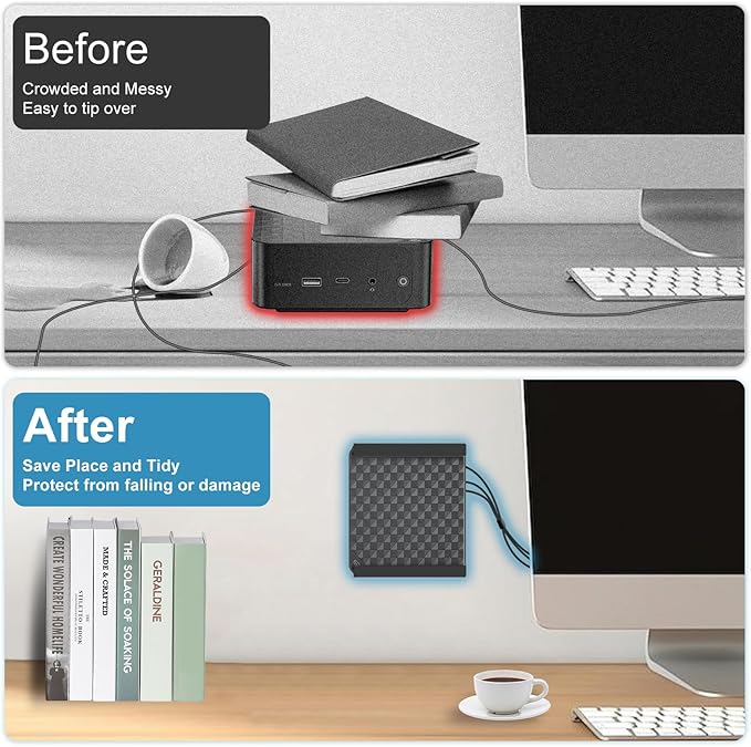Metal Mini PC Mount for Beelink Vesa Mount, for SER5/SER5 Pro/SER5 MAX/S12 Pro/S13/SER6 Pro/SER3/SER4/EQ12/EQ13/Mini S/S12/SEi12/SEi12 Pro, Wall Mount and Under Desk, Easy to Install