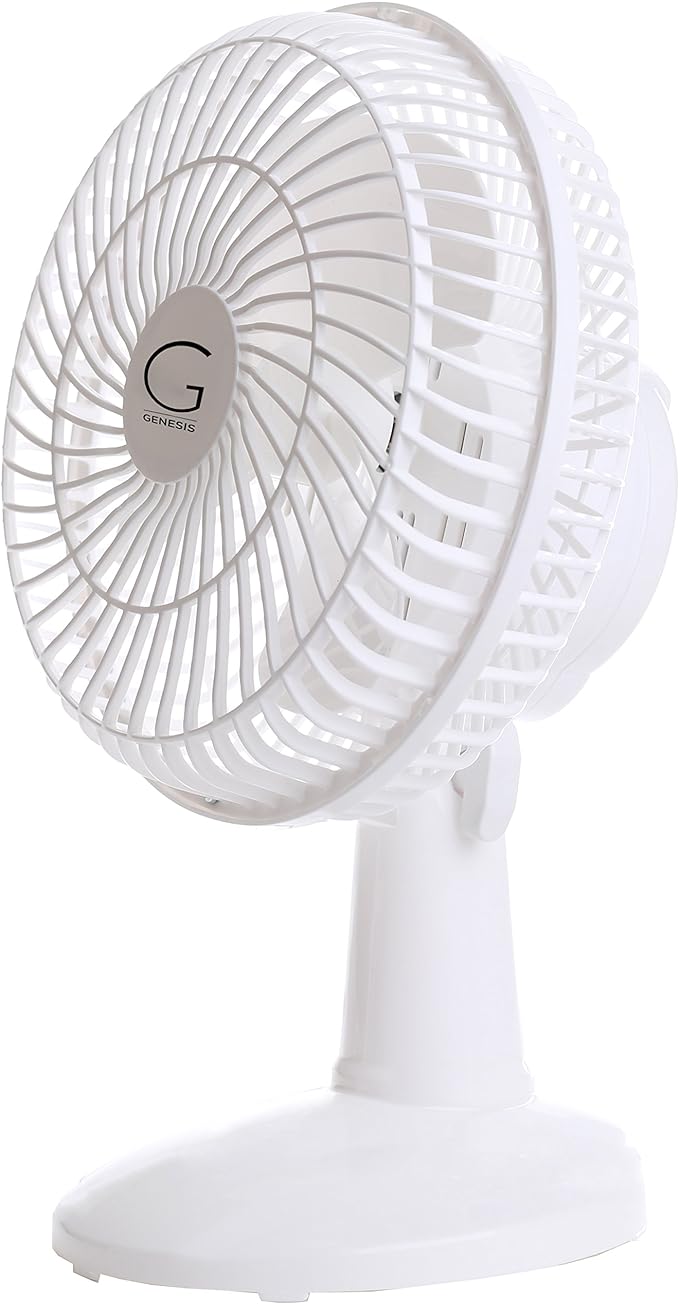 Genesis 6-Inch Clip Convertible Table-Top & Clip Fan Two Quiet Speeds - Ideal For The Home, Office, Dorm, More Off White