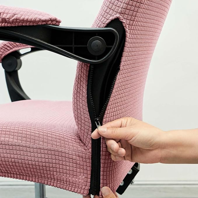 Melaluxe Office Chair Cover with Armrest Covers， Universal Stretch Desk Chair Cover, Computer Chair Slipcovers (Size: L) - Pink