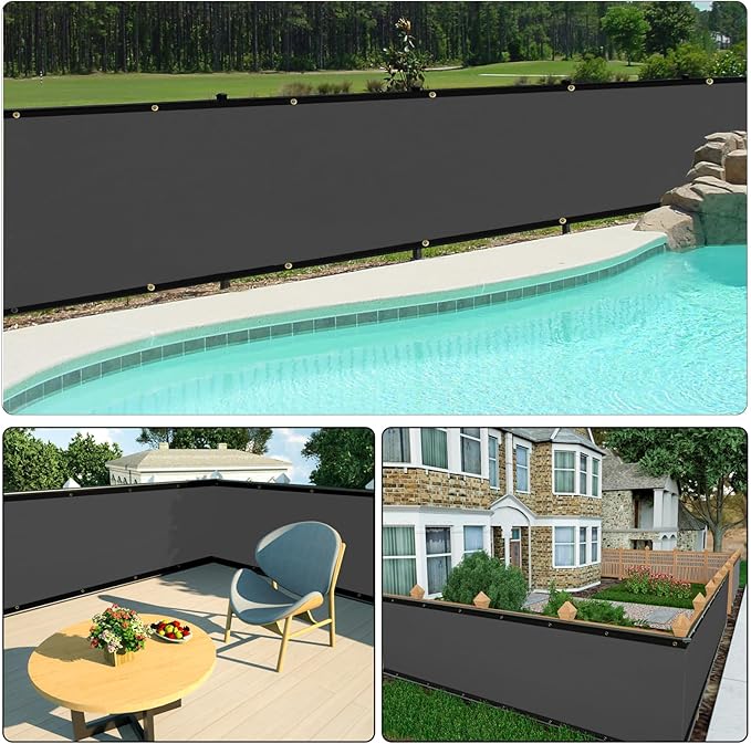 UPGRADE Privacy Fence Screen 5'x1' Dark Grey Outdoor 90% Visibility Blockage 170 GSM Mesh Shade Cover Panels for Backyard,Balcony,Home Decoration with Zip Ties,Customized Avaliable