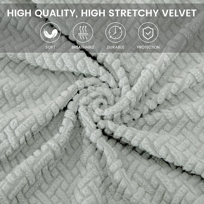 MIFXIN Computer Office Chair Cover Stretch Elastic Slipcover 2 Piece Stretchable Jacquard Computer Chair Seat Cover Furniture Protector for Office Home, Only Covers NO Chair (Light Grey)