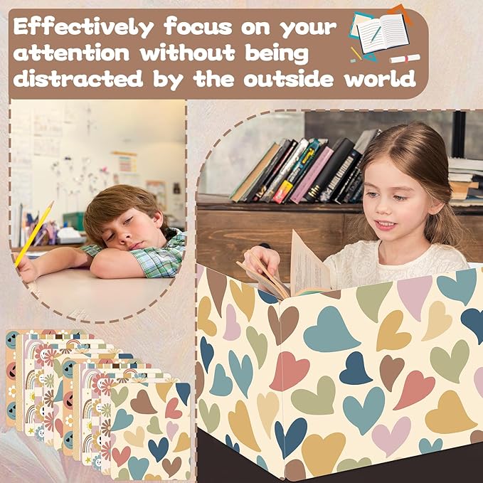 gisgfim 12 Pack Privacy Shields for Student Boho Rainbow Desk Dividers Durable Privacy Folders Testing Dividers Shield Study Boards Panel Partition for Classroom Teacher Back to School Supplies