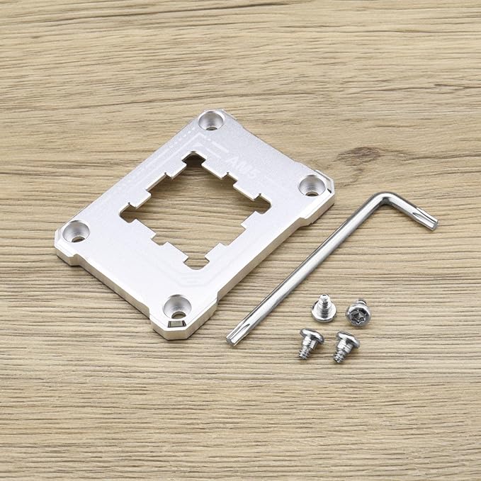 AM5 CPU Holder AM5 Anti-Bending Contact Frame with 4Pcs Screws & 1x Screwdriver Corrective Anti-Bending Fixing Frame 75x56mm/ 2.95x2.2in Silver