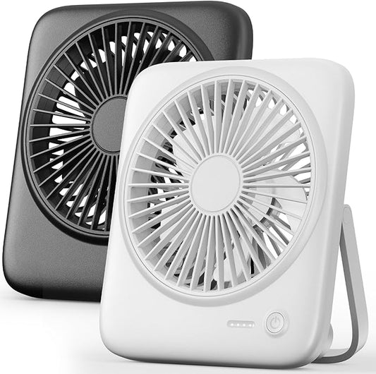 Otlonpe Personal Portable Desk Fan 2 Pack, 4000mAh Small Rechargeable Portable Fan Battery Operated & USB Powered for Travel Sleeping Bedroom Office Home Table, Cordless, Quiet, 4-Speed, 6.5 Inch