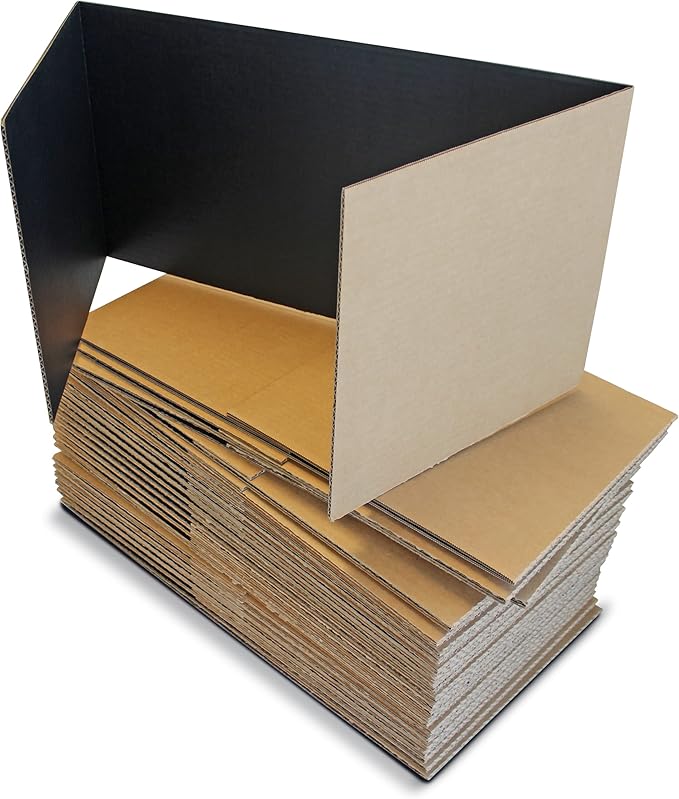 Flipside Products 12”x 48” Black Study Carrel, Privacy Boards, Student Privacy and Focus Booth for The Classroom, Desk Divider Cubby for Tests, Made in USA - 24 Pack