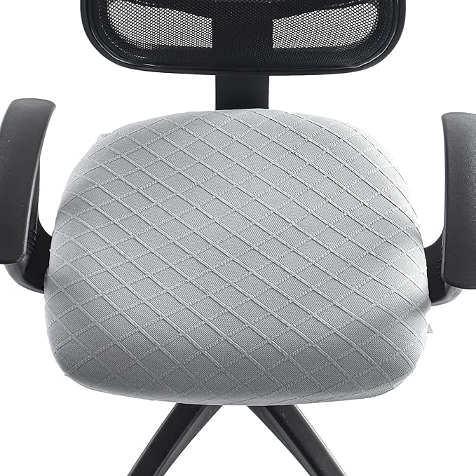 Stretch Jacquard Office Chair Cover, Removable Washable Desk Chair Cover, Anti-dust Seat Cushion Protectors - Grey