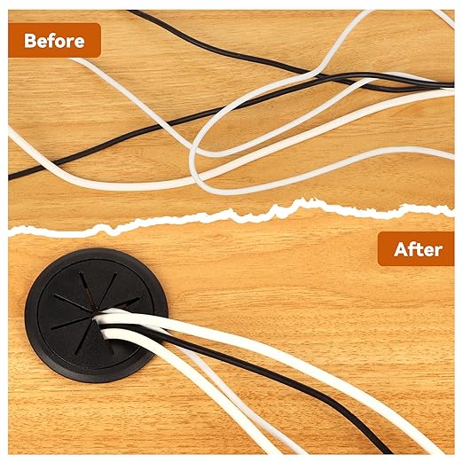 8 Pcs Black Desk Grommet, 2 Inch Desk Hole Cover for Cables, Grommet Cover with Hole Saw for Table Cables Wire Home Office
