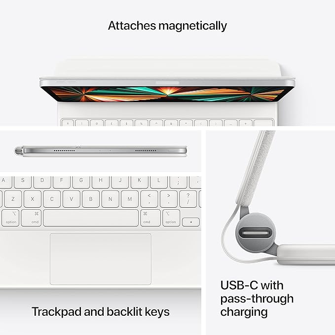 Apple Magic Keyboard: iPad Keyboard case for iPad Pro 11-inch (1st, 2nd, 3rd, 4th gen) and iPad Air (4th, 5th gen, and M2), Great Typing Experience, Built-in trackpad, British English - White