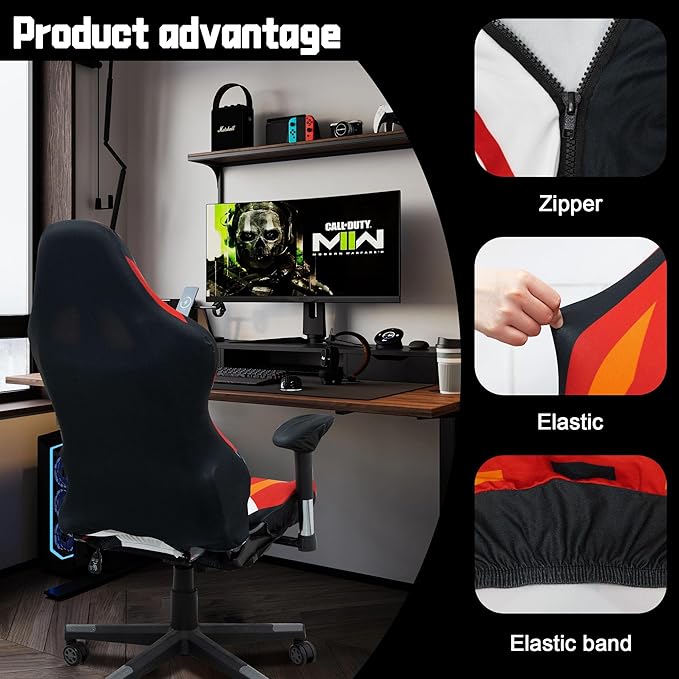 Gaming Chair Covers,Stretchable Computer Chair Cover,Ergonomic Office Chair Cover,for Anti Cat Scratch Protection of Computer Gamer Chair Slipcovers,Racing Chair Covers (Only Covers,Superhero Red)