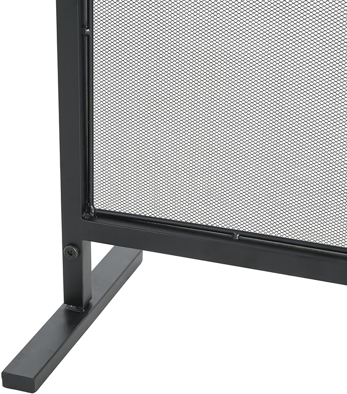 Christopher Knight Home Suho 1-Panel Iron Fireplace Screen, Durable Fire Spark Guard with Wrought Metal Decorative Mesh, Rectangular Fire Place Gate Protector for Living Room, 38" x 30", Black