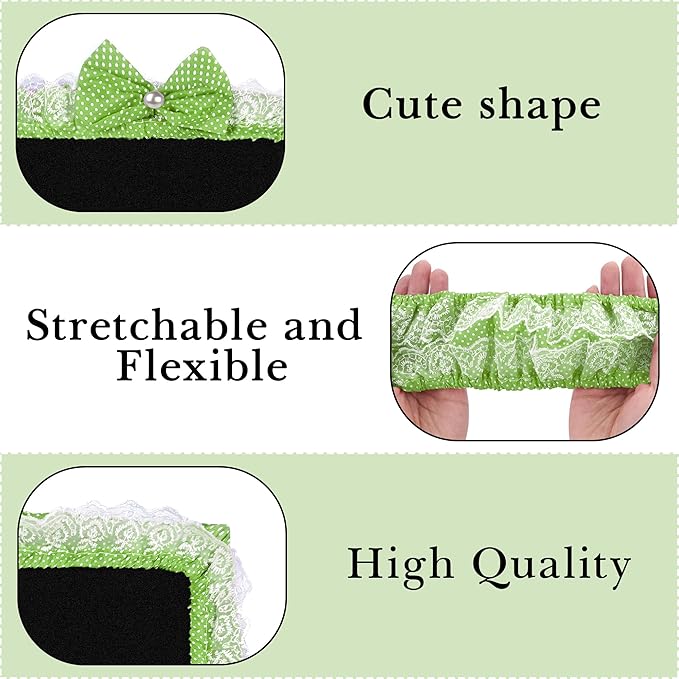 2 Pack Cute Computer Monitor Cover, 23''-26'' Elastic Monitor Dust Cover with Bow Knot, Lovely Monitor Accessories Screen Monitor Decoration for Tablet (Green)