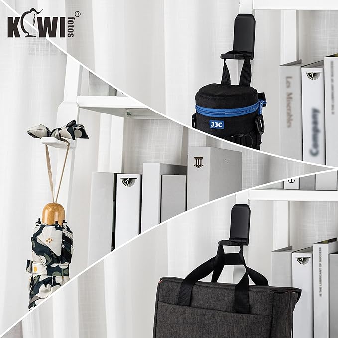 KIWIFOTOS Adhesive Desk Headphone Hanger, Foldable PC Gaming Headset Holder Stand, Adhesive Holder Mount for Wall, Headphones Hook Mount Under Desk - Black