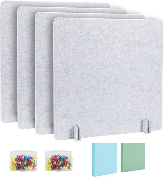 4 Pack Desk Privacy 23.6" x 23.6" Acoustic Divider Panel Portable Desk Partition Desk Divider Noise Visual Isolate Table Divider for Student Study Reception Area Office Library