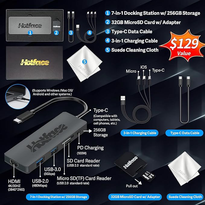 Lenovo Ideapad 3 15.6" FHD Chromebook, Intel Celeron N4500, 4GB RAM, 352GB Storage (64GB SSD+288GB Docking Station Set), ‎Intel UHD Graphics, Full Size Keyboard, Chrome OS, Artic Gray