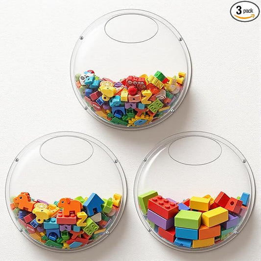 3 Pack Acrylic Wall Toy Storage,Clear Hanging Toy Dispenser with Back Panel Hanging Holder,exquisite Acrylic Wall Organizer for Blocks, Snacks, Cars,Home Organization and Storage (3-pack)