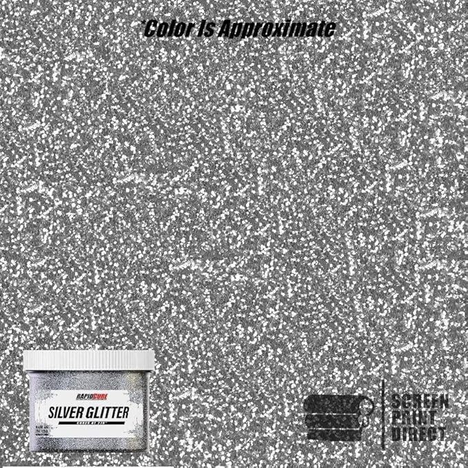 Rapid Cure® Silver Glitter Screen Printing Ink (Quart - 32 oz.) - Silk Screen Ink for Fabric and Textiles, Non Phthalate Formula for Shirt Printing - Perfect Addition to Your Screen Printing Kit