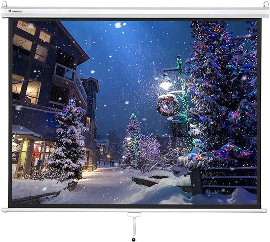 Instahibit 72" Projection Screen Pull Down 4:3 4K HD Manual Retractable Projector Screen with Auto-Locking Wall Mounted Home Theater Indoor Outdoor Movie Night 57" x 43" Matte White