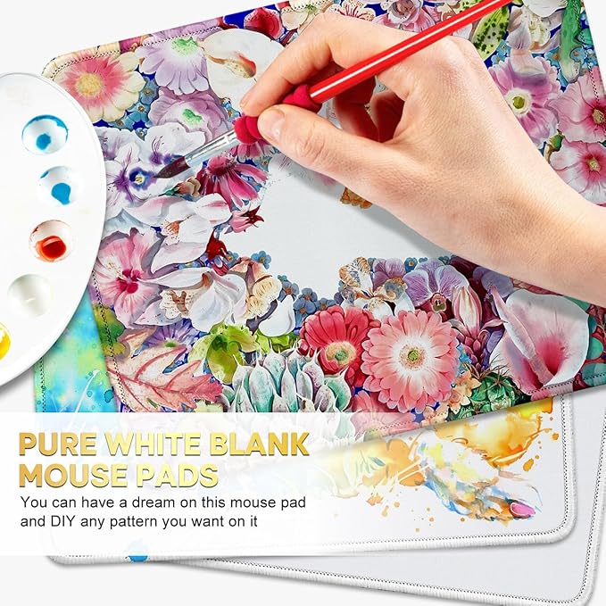JIKIOU Mouse Pad with Non-Slip Rubber Base, Premium-Textured & Washable Computer Mousepad with Stitched Edges, Mouse Pads for Computers, Laptop, Gaming, Office & Home, 10.2 x 8.3 in Grey with White