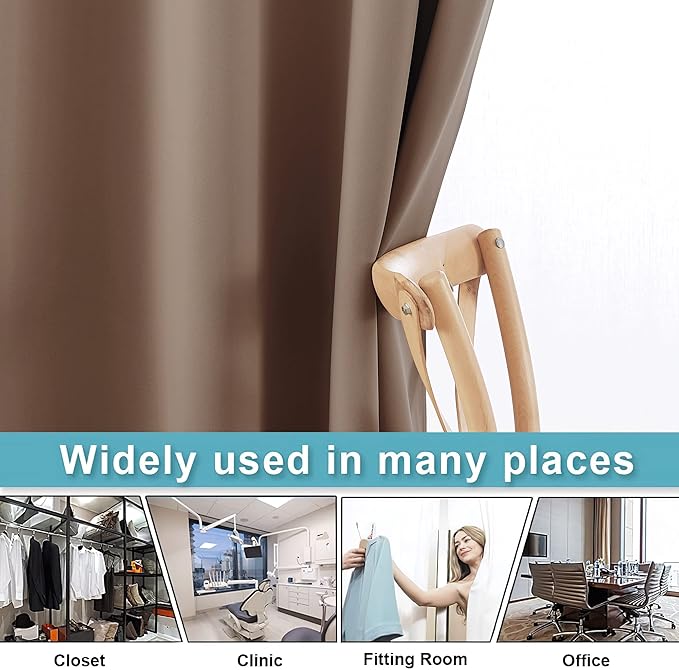 RYB HOME Blackout Room Divider Curtains Thermal Insulated Energy Efficiency Noise Reduce Verical Blinds for Bedroom Dining Sunroom Basement Garage Wall Divider, 1 Pc, Cappuccino, W 150 x L 96 inches