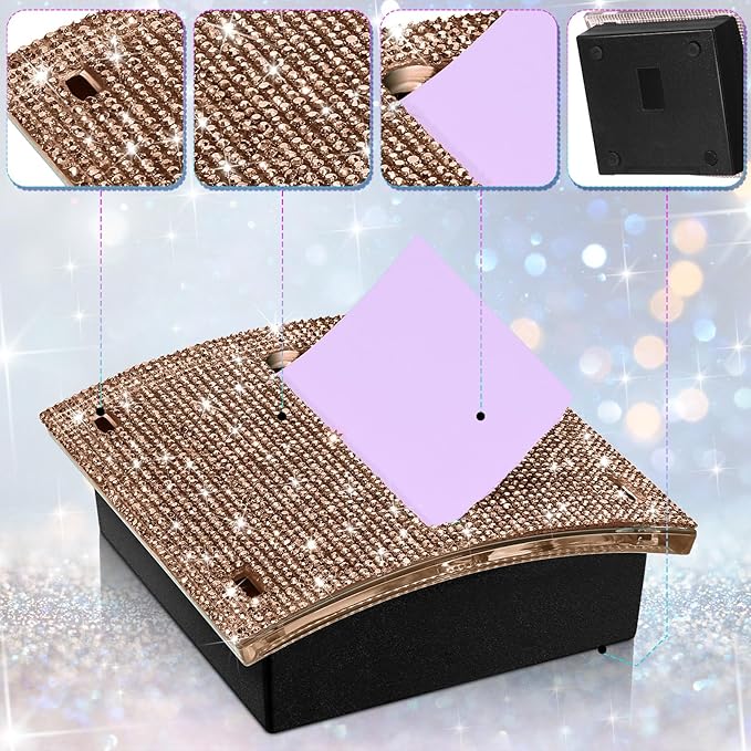 Eersida Rhinestone Self Stick Note Pad Holders 4 x 4 Inches Gold Cute Note Holder Sticky Dispenser Bling Memo Stick Dispenser for Office Employee Coworkers Gifts Home Desk Supplies