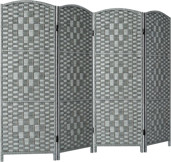 HALLYBEE Small Room Divider, Privacy Screen, Short Room Dividers and Folding Privacy Screens, Foldable Temperary Wall Partitions, 4 Panel Grey Space Separation Separator