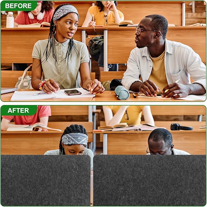 DoubleFill 2 Pack Acoustic Desk Divider Partition 23.6 x 47.2" Stand up Freestanding Privacy Panel Noise Visual Distractions Reducing Table Divider for Student Reception Area Office (Deep Gray)