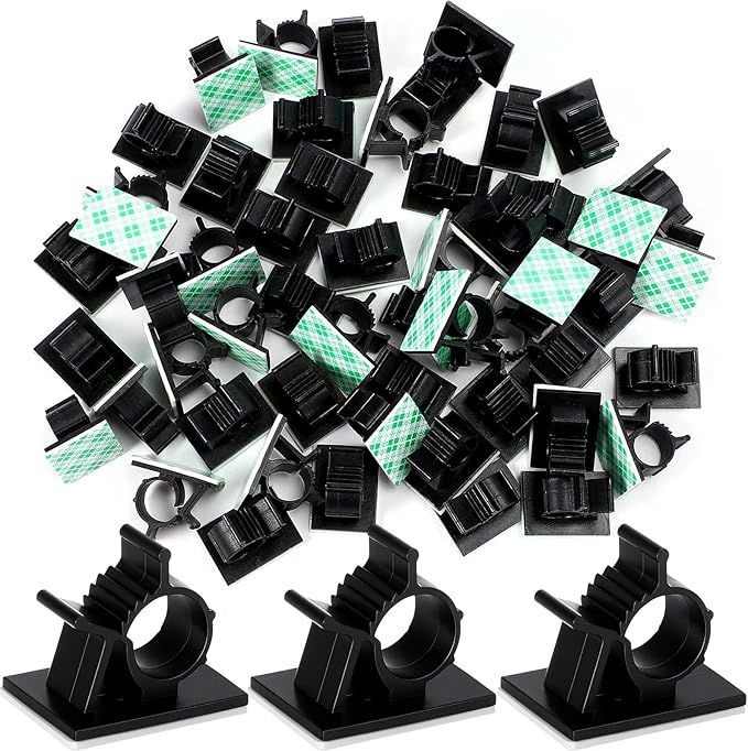 eBoot 200 Pcs Adhesive Cable Wire Clips Strong Cord Clips Wire Holders Cable Cord Straps Management Clamps Tie Holder for the Wall, Under Desk, Car, Office and Home