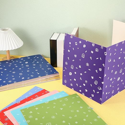 Sherr 50 Pcs School Privacy Boards Bulk for Student Classroom Desk Trifold Divider Panels Privacy Partition Folders Screen Partition for Student Teacher, 15.8 x 13.4 x 11.81 Inches(Stationery Style)