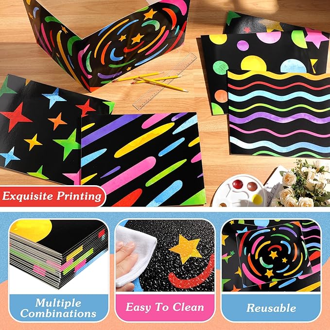 Affrolling 24 Pcs Inspirational Privacy Folders Bulk for Students Cardboard Privacy Boards Desk Divider Panel Waterproof Testing Divider for Classroom Back to School Study Supplies (Chalkboard)