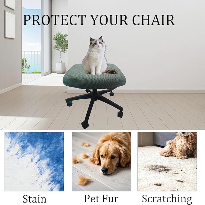 One Stretch Office Chair Cover, Universal Elastic Computer Desk Seat Slipcover, Washable Removable Protective Cover for Rotating Swivel Chair, Anti-Dust(Green)
