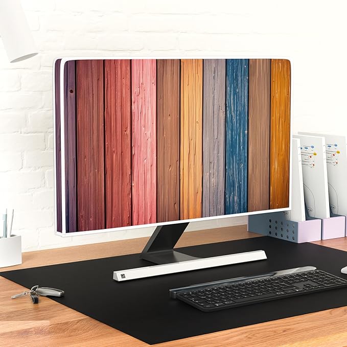 Waterproof Television Covers 45, 46, 47, 48 Inch Anti-Static Dust-Proof TV Display Protectors Protective Sleeve Compatible with Screen TV Desktop TVs,Colorful Wooden Board Design