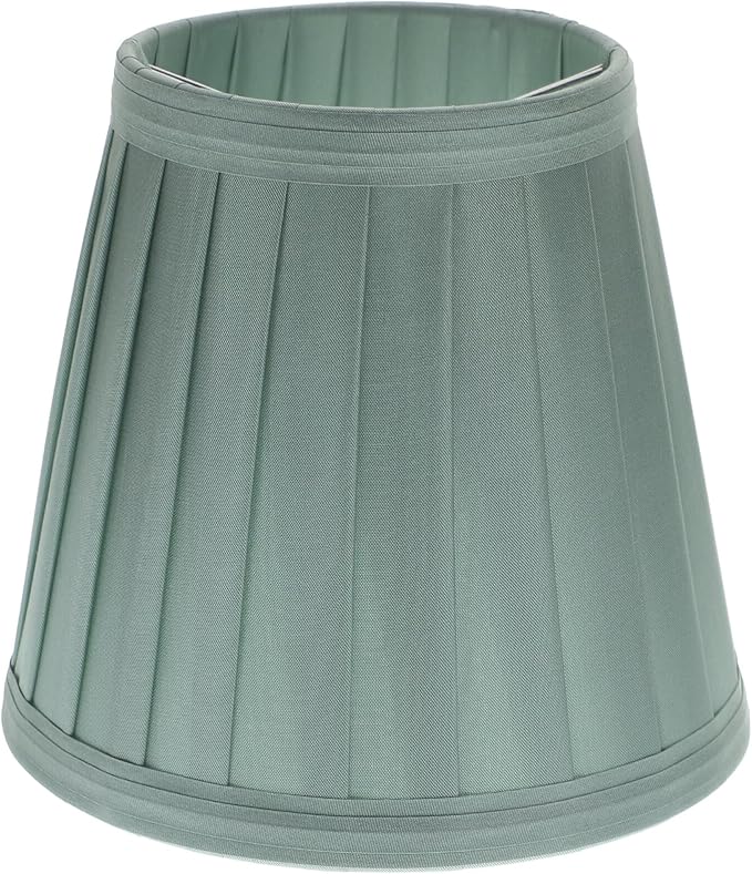Hemobllo Clip-On Mini Lamp Shade 5x5x3In Green Fabric – Pleated Light Diffuser for Table & Floor Lamps, Space-Saving Accent for Bedroom, Living Room