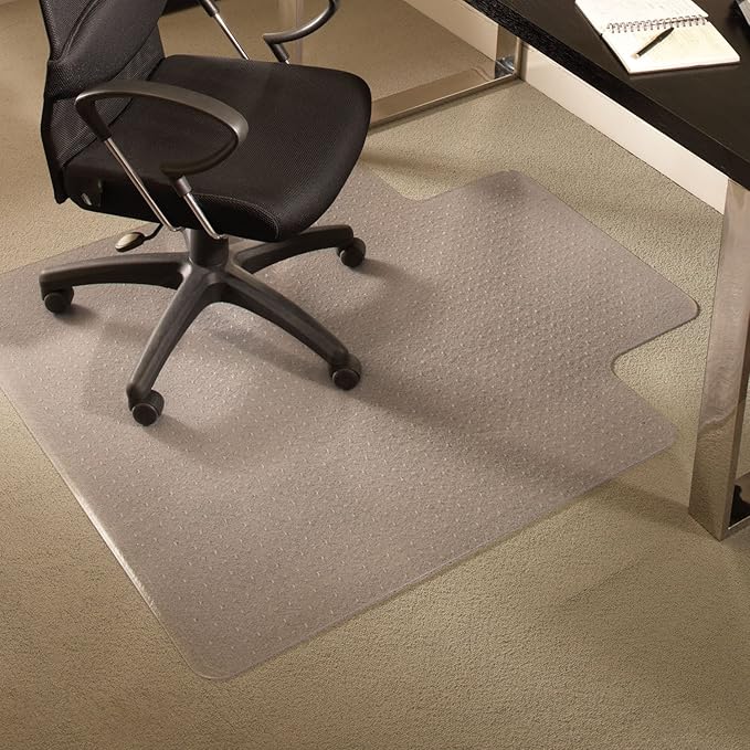 Chair Mat for Carpet- Medium Pile, 46" x 60" Rectangle with Lip, Clear Vinyl Beveled Edge