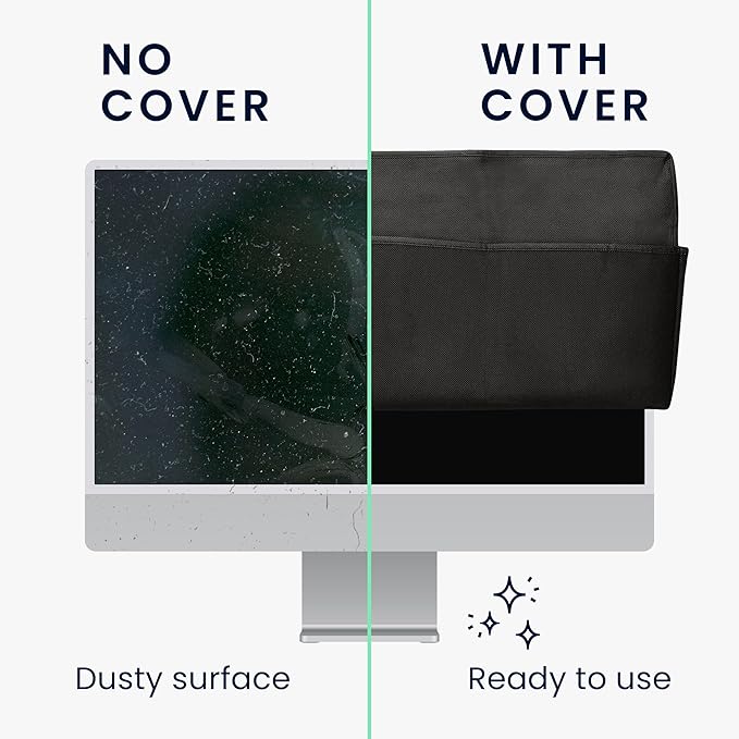 kwmobile Monitor Cover Compatible with 24-26" Monitor - Dust Cover Computer Screen Protector - Black