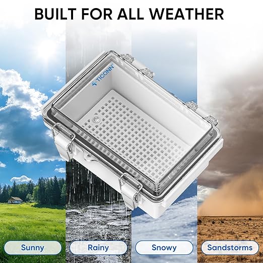 TICONN 2PK Outdoor Electrical Box Waterproof, Junction Box IP67 ABS Plastic Enclosure with Hinged Cover with Mounting Plate, Wall Brackets, Cable Glands (Clear, 11"X7.5"X5.5")