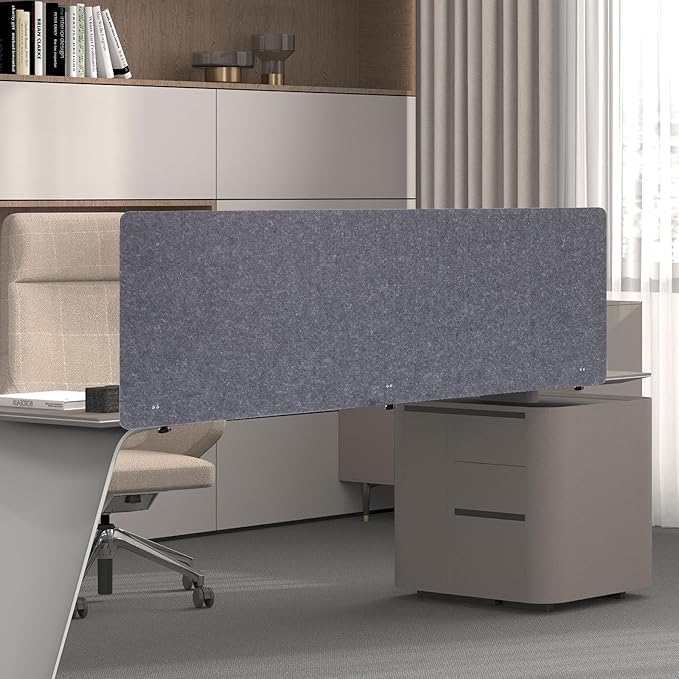 Desktop Privacy Panel, Sound Absorbing Cubicle Desk Divider Privacy Panel for Reduces Noise and Visual Distractions, Office Partition, Clamp-on Type (Grey)