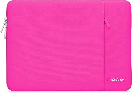 MOSISO Laptop Case 13.3 inch, 13-13.3 inch Laptop Sleeve Compatible with MacBook Air/Pro 13/Pro 14 M5 M4 M3 M2 M1, HP Dell ASUS Lenovo,Polyester Vertical Computer Sleeve Bag with Pocket, Bright Rose