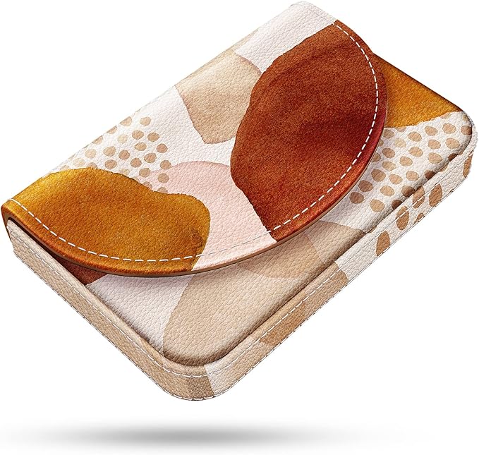 Business Card Holder，PU Leather Business Card Case Color Printing Pattern Card Holder Wallet，Pockets Magnetic Credit Card Holders for Men and Women，Bohemian Spots
