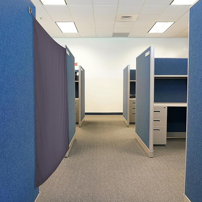 Pinkunn 40 x 48 Inch Office Cubicle Curtain with Stainless Steel Self Adhesive Hook Portable Privacy Door Partition Room Office Divider(Gray Brown)